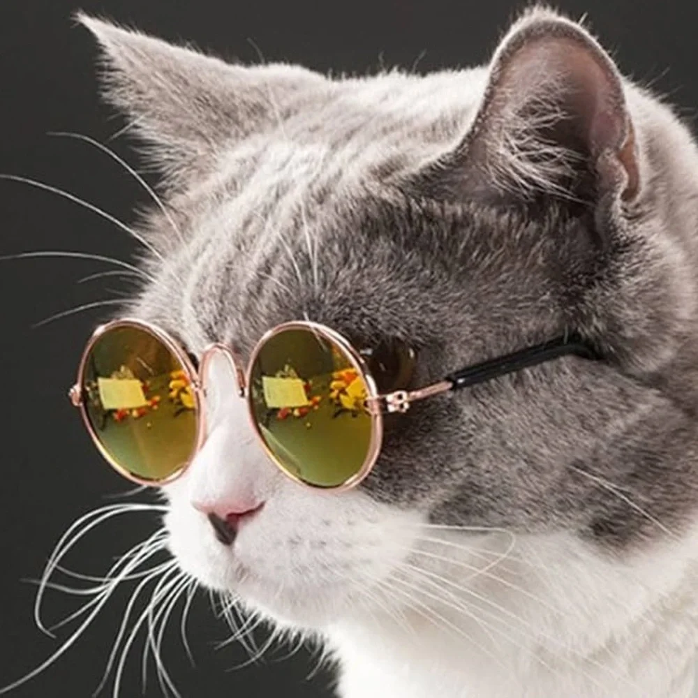 1 Pair Tinted Lens Pet Glasses - Dark Green Reflective | Small Dogs | Cats